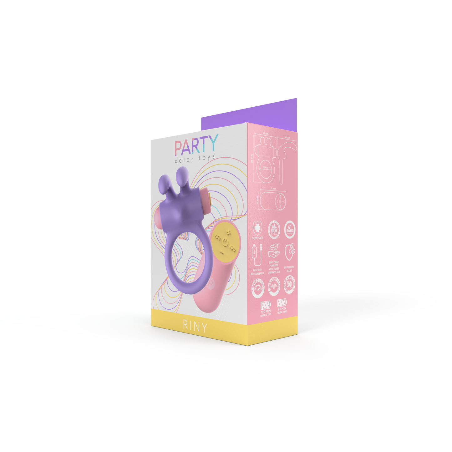 Party Color RINY Remote Control Rabbit Cock Ring Purple
